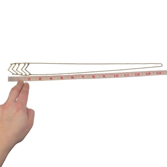 Gold Tone Chevron Ladder Floating Arrow Cable Chain Necklace - Picture 7 of 7